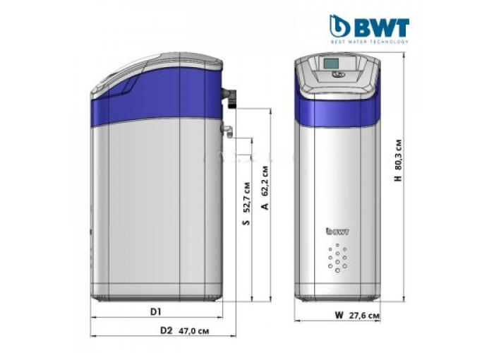 Пом'якшувач води кабінетного типу BWT Perla Silk XL, продуктивність 1,68 м3/год