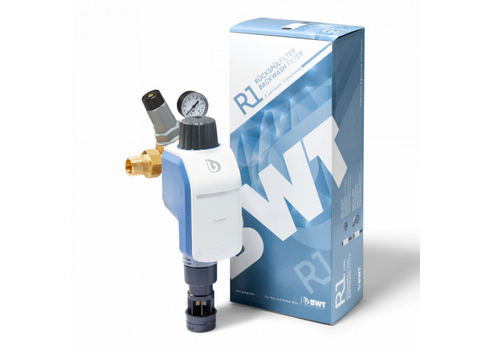 Самопромивний механічний фільтр очищення води з редуктором тиску і манометром BWT R1 HWS 1