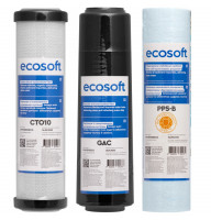 Покращений комплект картриджів для зворотного осмосу Ecosoft 1-2-3