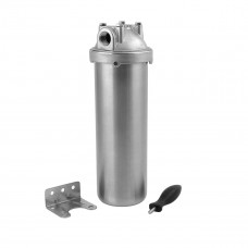 Универсальный корпус фильтра для очистки горячей и холодной воды Raifil Slim 10" нержавеющая сталь