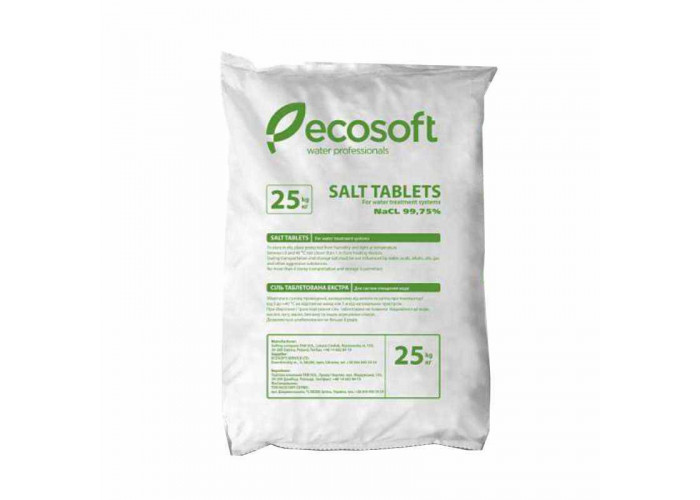 Сіль таблетована для регенерації іонообмінних смол в системах очищення води Ecosoft ECOSIL 25 кг