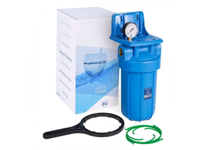 Магістральний фільтр для води з манометром Aquafilter FH10B1-B-WB