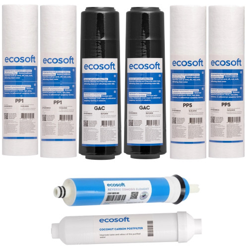 Річний комплект картриджів для зворотного осмосу Ecosoft 5 ступенів